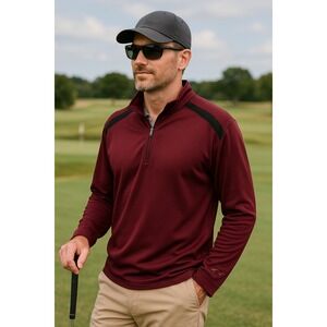Greg Norman Performance 1/4 Zip Pullover Men's XL Burgundy Golf Jacket Stretch